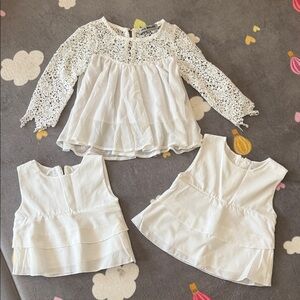 Chic White Lace Kids Blouse Set